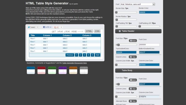 Read more about the article HTML Table Style Generator