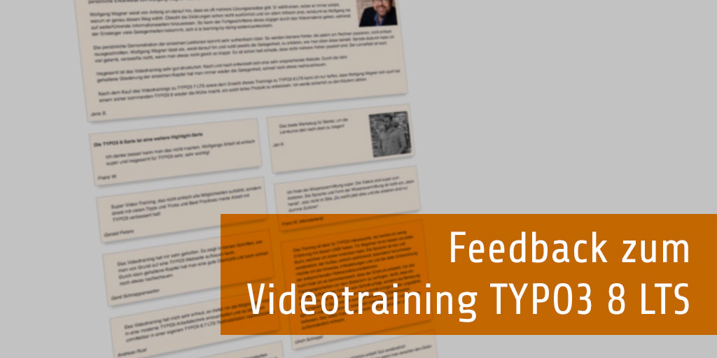 Read more about the article Feedback zum TYPO3 8 LTS Videotraining